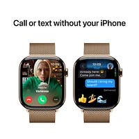 Apple Watch Series 10 (GPS + cellulaire) avec boîtier de 46 mm en titane or et bracelet milanais or par Koodo - Moyen/Grand - Paiement Balance mensuel