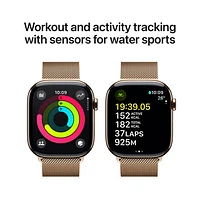 Apple Watch Series 10 (GPS + cellulaire) avec boîtier de 46 mm en titane or et bracelet milanais or par Koodo - Moyen/Grand - Paiement Balance mensuel