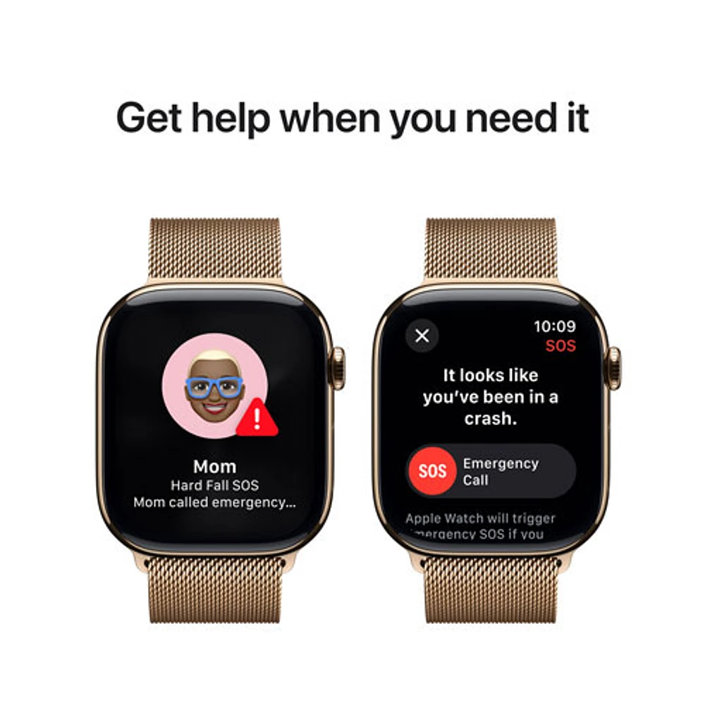 Apple Watch Series 10 (GPS + cellulaire) avec boîtier de 46 mm en titane or et bracelet milanais or par Koodo - Moyen/Grand - Paiement Balance mensuel