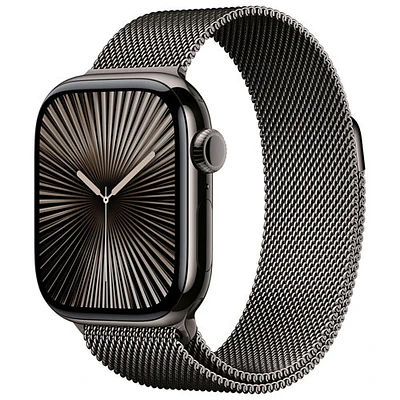 Apple Watch Series 10 (GPS + cellulaire) avec boîtier de 42 mm en titane ardoise et bracelet milanais à rabat ardoise par Koodo - Moyen/Grand - Paiement Balance mensuel