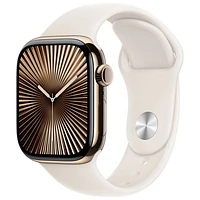 Koodo Apple Watch Series 10 (GPS + Cellular) 42mm Gold Titanium Case with Starlight Sport Band - Medium/Large - Monthly Tab Payment