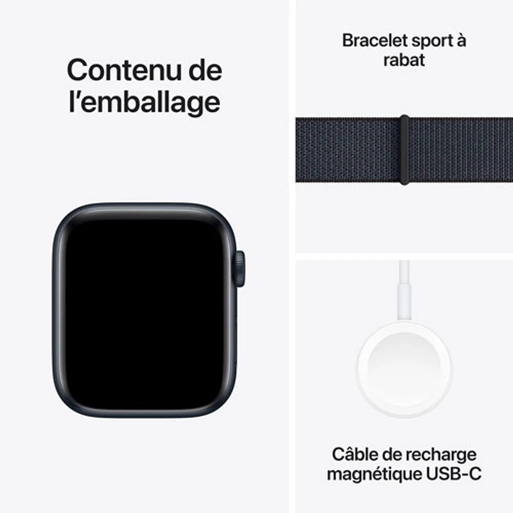 Apple Watch SE (GPS + cellulaire) avec boîtier de 44 mm en aluminium minuit et bracelet à rabat sport encre par Koodo - Paiement Balance mensuel