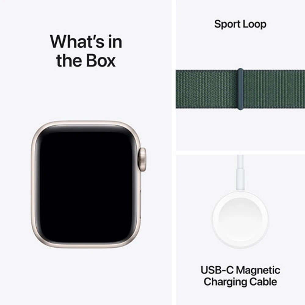 Koodo Apple Watch SE (GPS + Cellular) 40mm Starlight Aluminum Case with Lake Green Sport Loop - Monthly Tab Payment