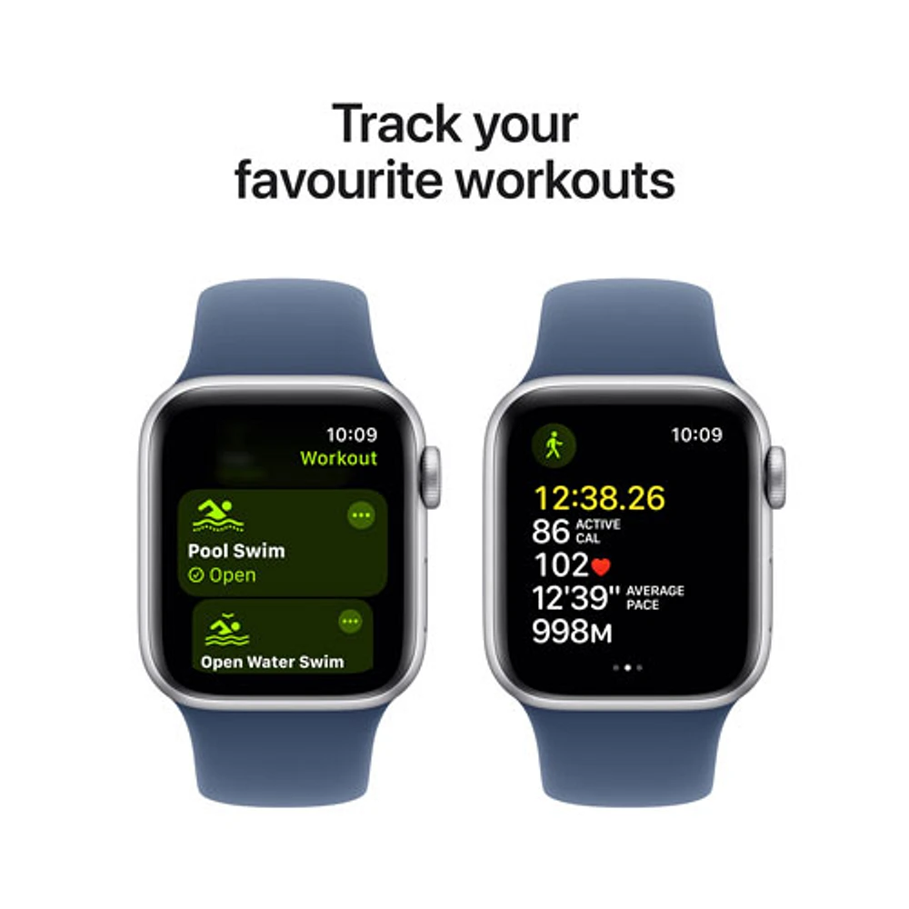 Koodo Apple Watch SE (GPS + Cellular) 40mm Silver Aluminum Case with Denim Sport Band - Small/Medium - Monthly Tab Payment
