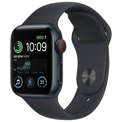 Apple Watch SE (GPS + cellulaire) avec boîtier de mm en aluminium minuit et bracelet sport minuit par Koodo (2022