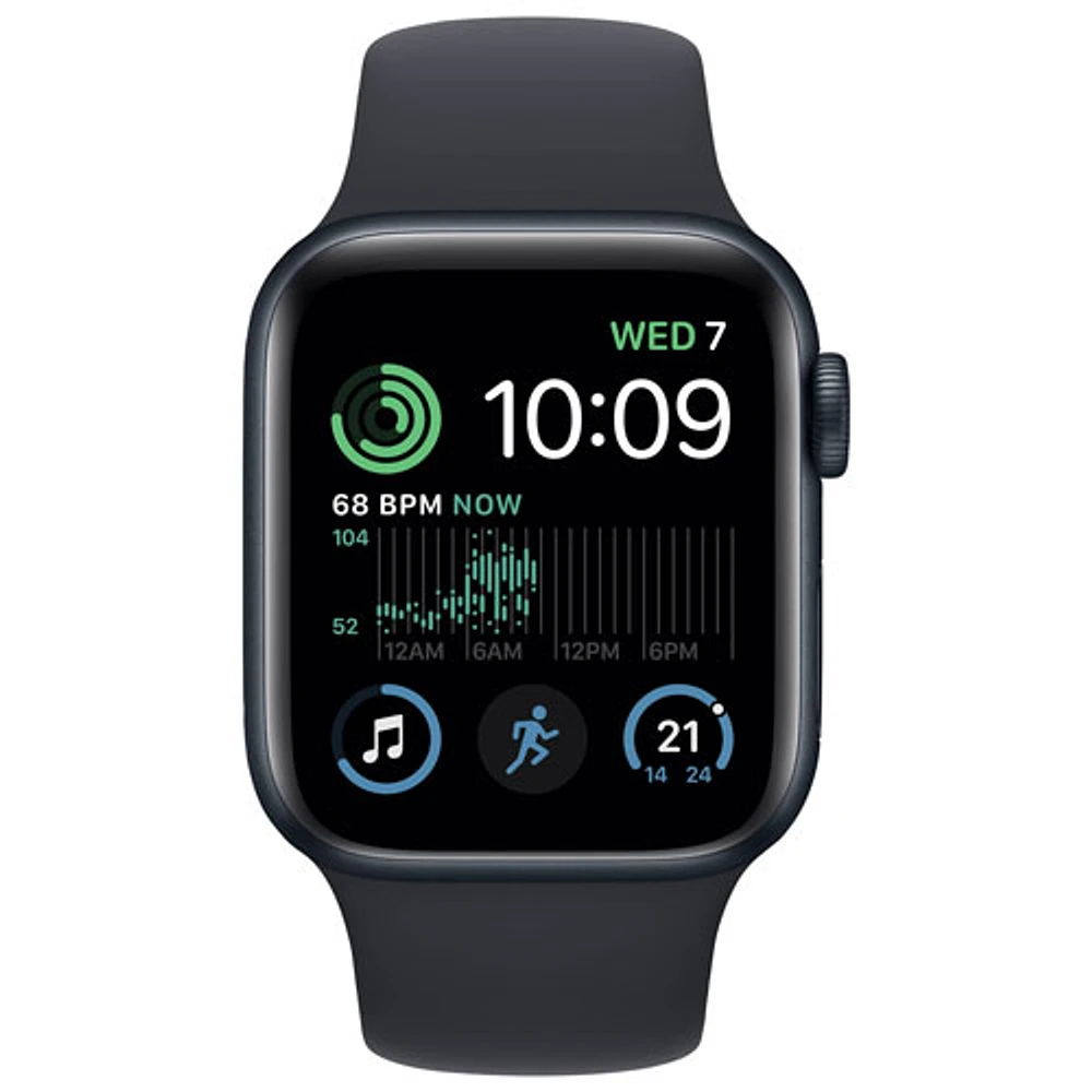 Apple Watch SE (GPS + cellulaire) avec boîtier de mm en aluminium minuit et bracelet sport minuit par Koodo (2022