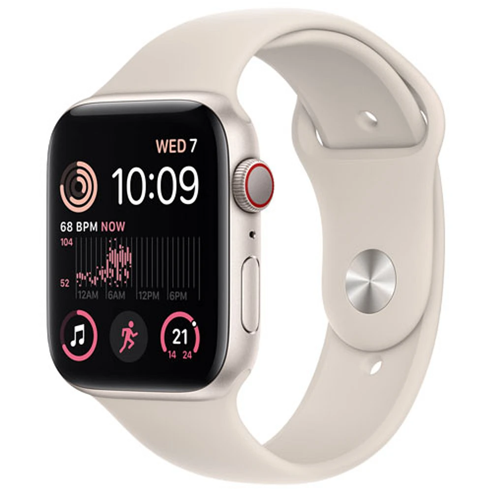 Koodo Apple Watch SE (GPS + Cellular) 44mm Starlight Aluminum Case with Starlight Sport Band (2022) - Monthly Tab Payment