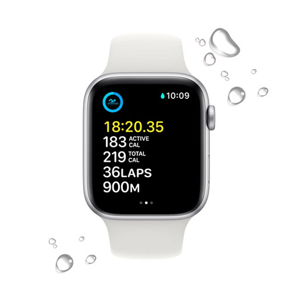 Koodo Apple Watch SE (GPS + Cellular) 44mm Silver Aluminum Case with White Sport Band (2022) - Monthly Tab Payment