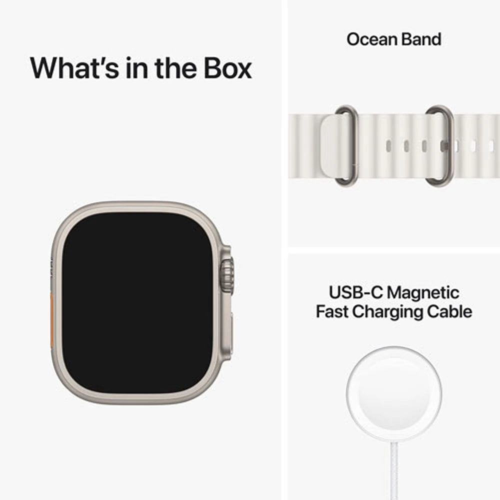 Koodo Apple Watch Ultra (GPS + Cellular) 49mm Titanium Case with White Ocean Band - Monthly Tab Payment