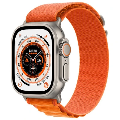 Apple Watch Ultra (GPS + cellulaire) avec boîtier de 49 mm en titane et bracelet à rabat alpin orange par Koodo - Petit - Paiement Balance mensuel