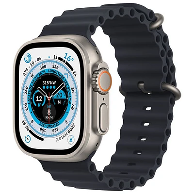 Apple Watch Ultra (GPS + cellulaire) avec boîtier de 49 mm en titane et bracelet océan minuit par Koodo - Paiement Balance mensuel