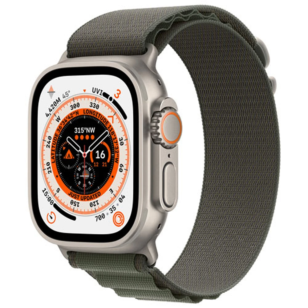 Apple Watch Ultra (GPS + cellulaire) avec boîtier de 49 mm en titane et bracelet alpin vert par Koodo - Moyen - Paiement Balance mensuel