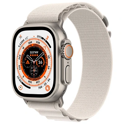 Koodo Apple Watch Ultra (GPS + Cellular) 49mm Titanium Case with Starlight Alpine Loop - Medium - Monthly Tab Payment