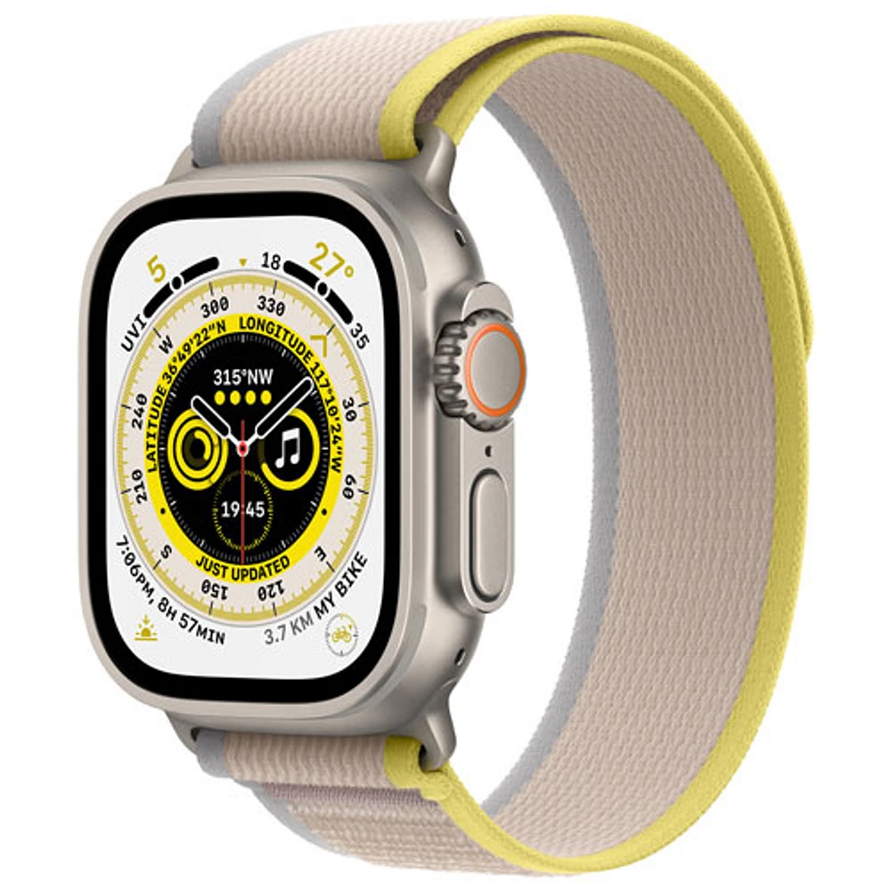 Koodo Apple Watch Ultra (GPS + Cellular) 49mm Titanium Case with Yellow/Beige Trail Loop - /Medium