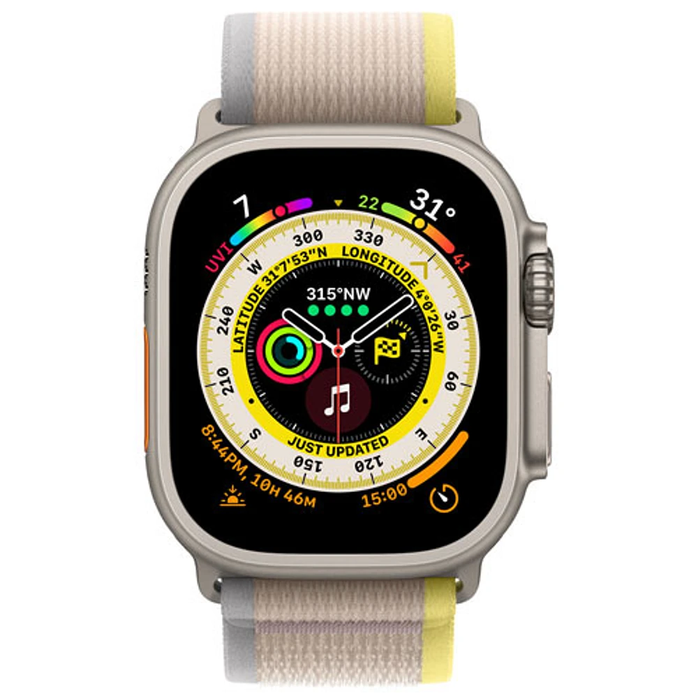 Koodo Apple Watch Ultra (GPS + Cellular) 49mm Titanium Case with Yellow/Beige Trail Loop - /Medium