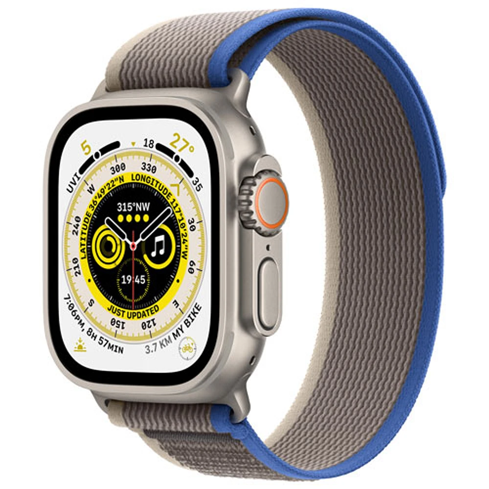 Koodo Apple Watch Ultra (GPS + Cellular) 49mm Titanium Case with Blue/Grey Trail Loop - /Medium