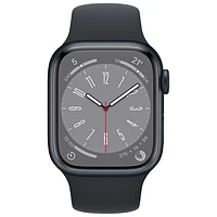 Apple Watch Series 8 (GPS + cellulaire) avec boîtier de 41 mm en aluminium minuit et bracelet sport minuit par Koodo - Petit/Moyen - Paiement Balance mensuel