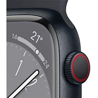 Koodo Apple Watch Series 8 (GPS + Cellular) 41mm Midnight Aluminum Case with Midnight Sport Band - Small/Medium - Monthly Tab Payment