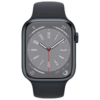 Apple Watch Series 8 (GPS + cellulaire) avec boîtier de 45 mm en aluminium minuit et bracelet sport minuit par Koodo - Moyen/Grand - Paiement Balance mensuel