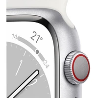 Koodo Apple Watch Series 8 (GPS + Cellular) 41mm Silver Aluminum Case with White Sport Band - Small/Medium - Monthly Tab Payment