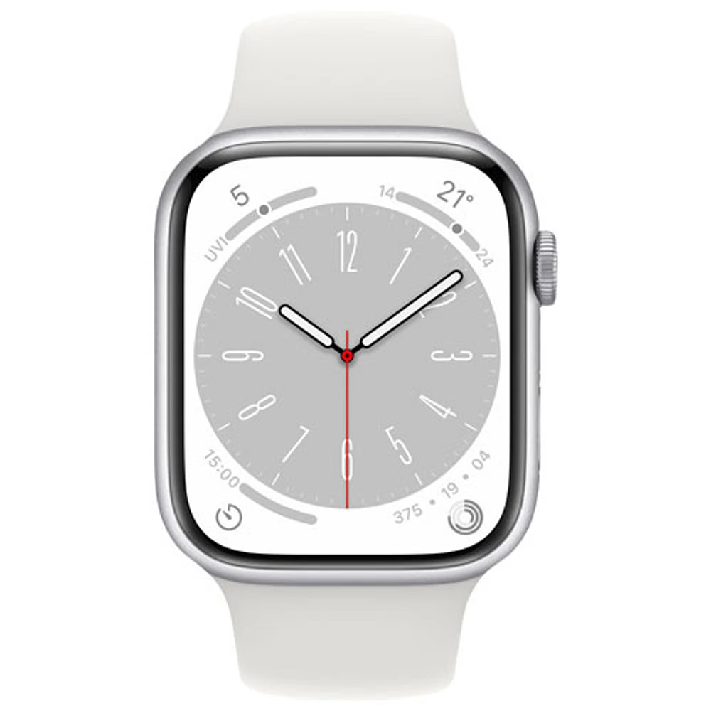 Koodo Apple Watch Series 8 (GPS + Cellular) 45mm Silver Aluminum Case with White Sport Band - Medium/Large - Monthly Tab Payment