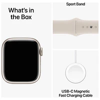 Apple Watch Series 9 (GPS + Cellulaire) avec boîtier de mm en aluminium comète et bracelet sport comète par Koodo - Petit/Moyen - mm