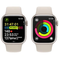 Koodo Apple Watch Series 9 (GPS + Cellular) 41mm Starlight Aluminium Case with Starlight Sport Band - Small / Medium 130-180mm - Monthly Tab Payment