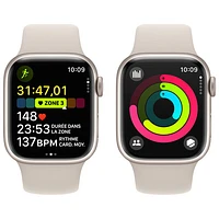 Apple Watch Series 9 (GPS + Cellulaire) avec boîtier de mm en aluminium comète et bracelet sport comète par Koodo - Petit/Moyen - mm