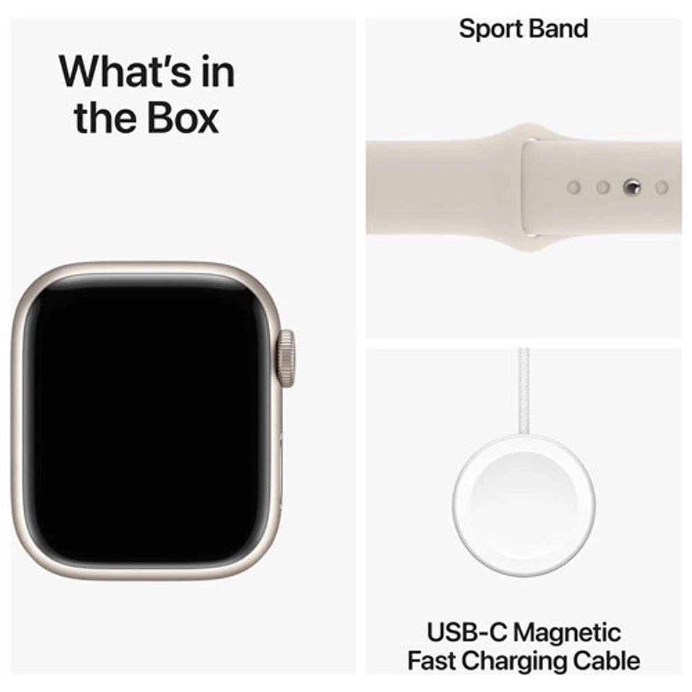 Apple Watch Series 9 (GPS + cellulaire) avec boîtier de mm en aluminium comète et bracelet sport comète par Koodo - Moyen/Grand - mm