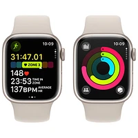 Apple Watch Series 9 (GPS + cellulaire) avec boîtier de mm en aluminium comète et bracelet sport comète par Koodo - Moyen/Grand - mm