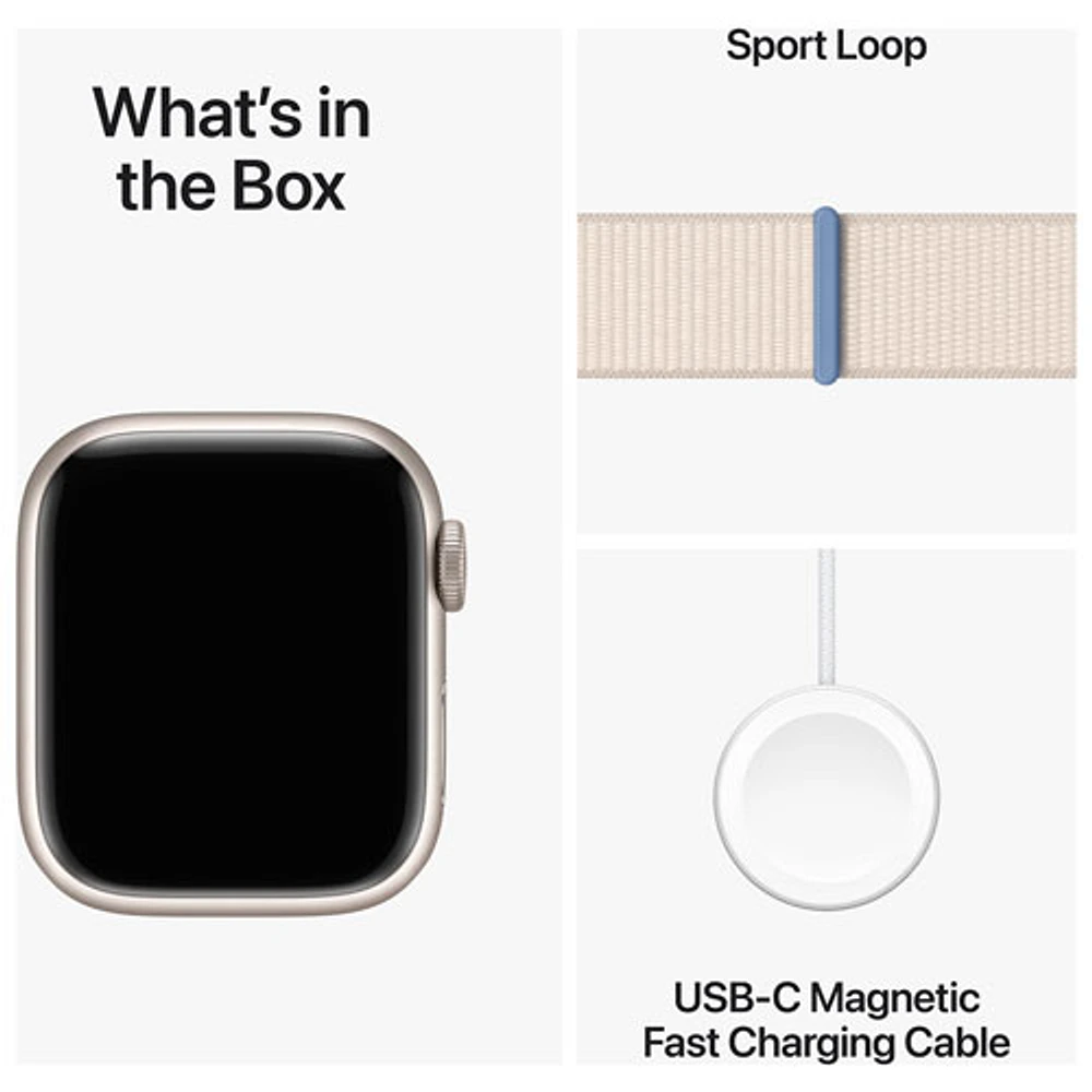 Koodo Apple Watch Series 9 (GPS + Cellular) 41mm Starlight Aluminium Case with Starlight Sport Loop - Small - Monthly Tab Payment