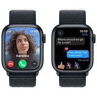 Apple Watch Series 9 (GPS + cellulaire) avec boîtier de 41 mm en aluminium minuit et bracelet sport minuit par Koodo - Petit - Paiement Balance mensuel