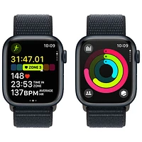 Apple Watch Series 9 (GPS + cellulaire) avec boîtier de 41 mm en aluminium minuit et bracelet sport minuit par Koodo - Petit - Paiement Balance mensuel