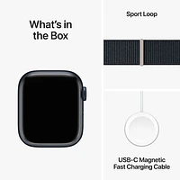 Apple Watch Series 9 (GPS + cellulaire) avec boîtier de 41 mm en aluminium minuit et bracelet sport minuit par Koodo - Petit - Paiement Balance mensuel