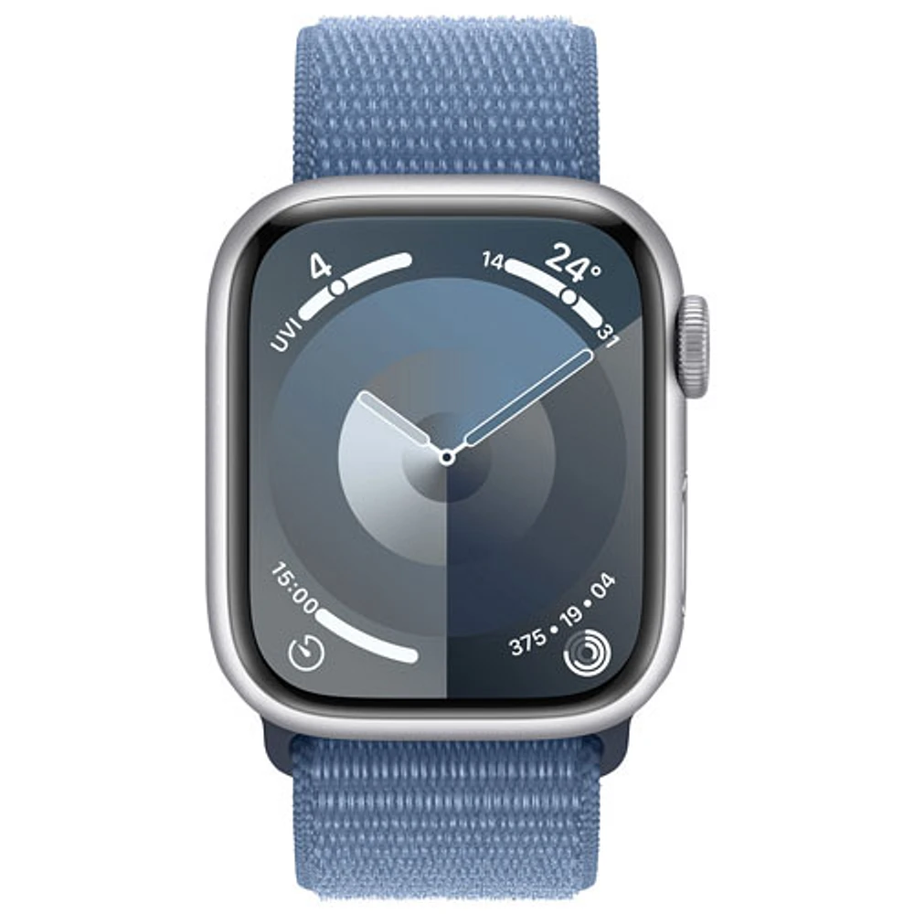 Koodo Apple Watch Series 9 (GPS + Cellular) 41mm Silver Aluminum Case with Winter Blue Sport Loop - Small - Monthly Tab Payment