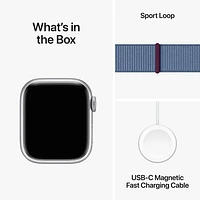 Koodo Apple Watch Series 9 (GPS + Cellular) 41mm Silver Aluminum Case with Winter Blue Sport Loop - Small - Monthly Tab Payment