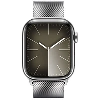 Koodo Apple Watch Series 9 (GPS + Cellular) 41mm Silver Stainless Steel Case with Silver Stainless Steel Milanese Loop - Small - Monthly Tab Payment