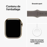 Koodo Apple Watch Series 9 (GPS + Cellular) 41mm Gold Stainless Steel Case with Clay Sport Band - Medium / Large 150-200mm - Monthly Tab Payment