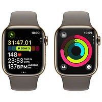 Koodo Apple Watch Series 9 (GPS + Cellular) 41mm Gold Stainless Steel Case with Clay Sport Band - Medium / Large 150-200mm - Monthly Tab Payment