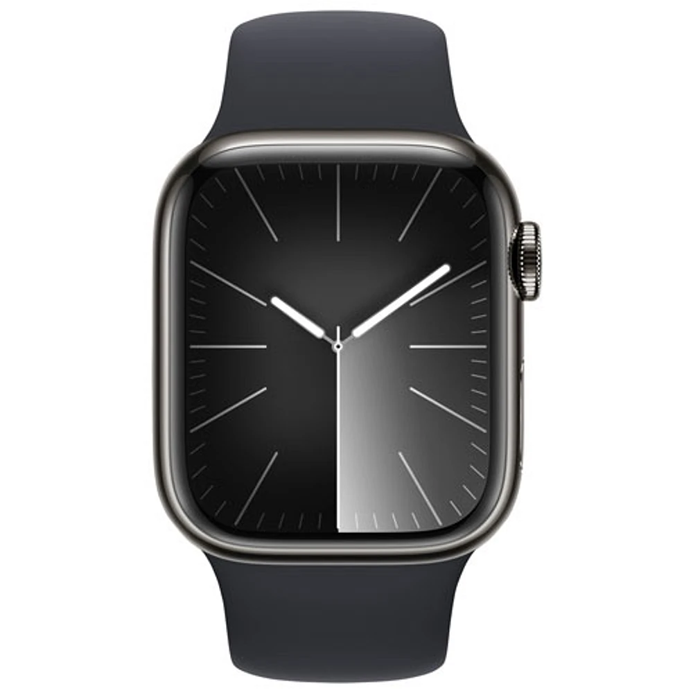 Koodo Apple Watch Series 9 (GPS + Cellular) 41mm Graphite Stainless Steel Case with Midnight Sport Band - Small / Medium 130-180mm - Monthly Tab Payment