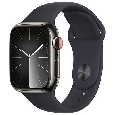 Koodo Apple Watch Series 9 (GPS + Cellular) 41mm Graphite Stainless Steel Case with Midnight Sport Band - Medium / Large 150-200mm - Monthly Tab Payment