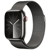 Apple Watch Series 9 (GPS + cellulaire) avec boîtier de 41 mm en acier inoxydable graphite et bracelet milanais à rabat en acier inoxydable graphite par Koodo - Petit - Paiement Balance mensuel