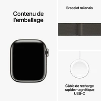 Apple Watch Series 9 (GPS + cellulaire) avec boîtier de 41 mm en acier inoxydable graphite et bracelet milanais à rabat en acier inoxydable graphite par Koodo - Petit - Paiement Balance mensuel