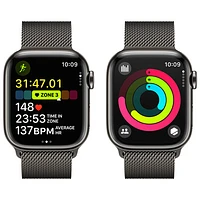 Apple Watch Series 9 (GPS + cellulaire) avec boîtier de 41 mm en acier inoxydable graphite et bracelet milanais à rabat en acier inoxydable graphite par Koodo - Petit - Paiement Balance mensuel