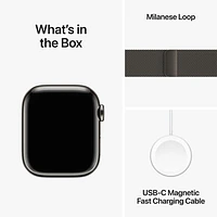 Apple Watch Series 9 (GPS + cellulaire) avec boîtier de 41 mm en acier inoxydable graphite et bracelet milanais à rabat en acier inoxydable graphite par Koodo - Petit - Paiement Balance mensuel