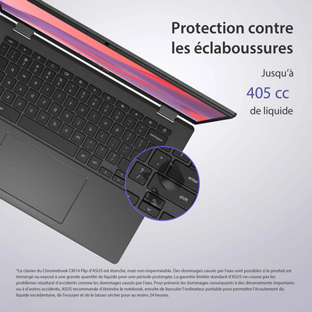 ASUS CM14 Flip 14" Touchscreen 2-in-1 Chromebook - Gravity Grey (MediaTek Kompanio 520/8GB RAM/128GB SSD)