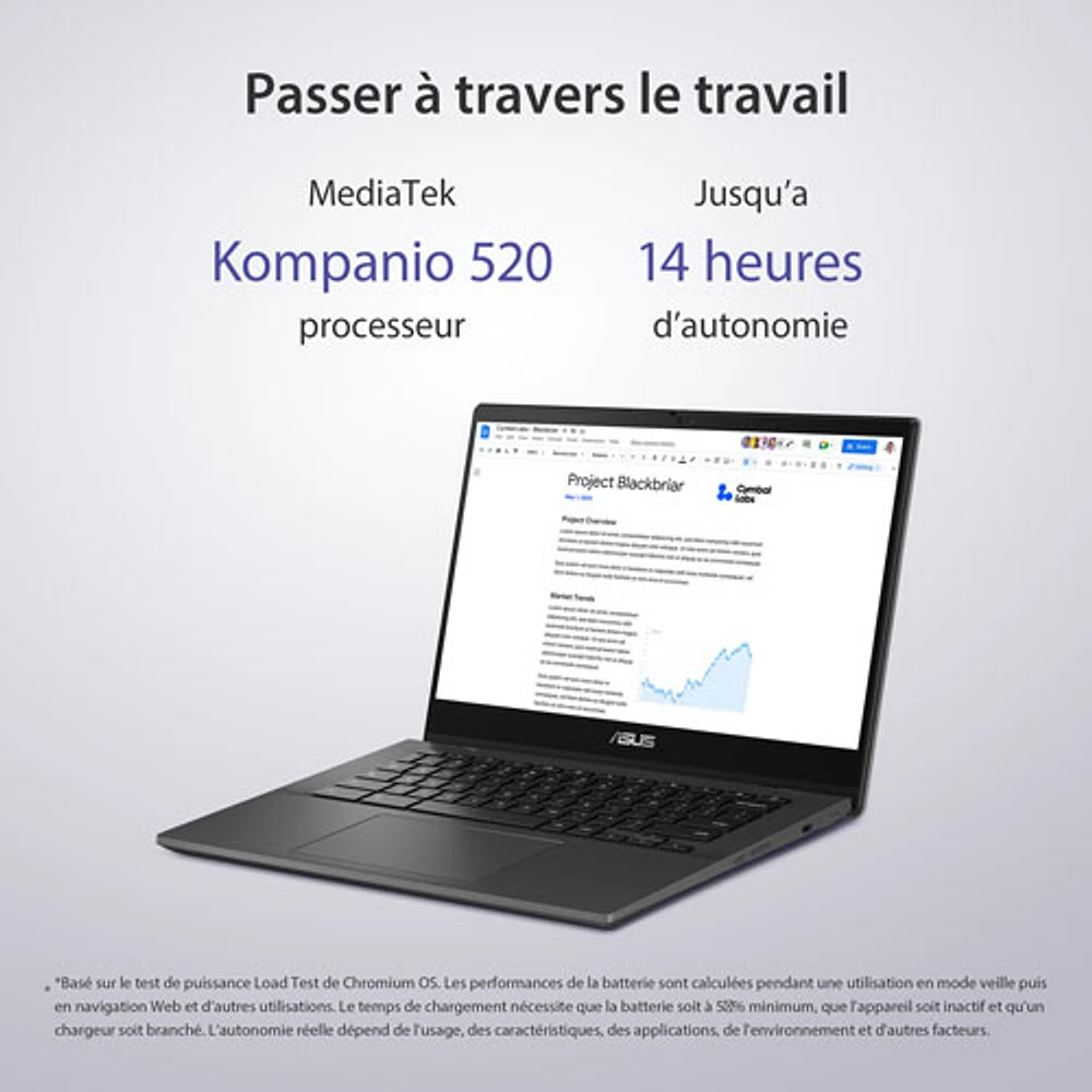 ASUS CM14 Flip 14" Touchscreen 2-in-1 Chromebook - Gravity Grey (MediaTek Kompanio 520/8GB RAM/128GB SSD)