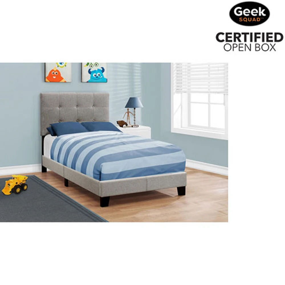 Open Box - Monarch Transitional Upholstered Platform Bed - Twin - Grey