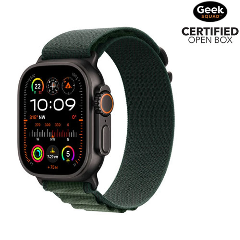 Open Box - Apple Watch Ultra 2 (GPS + Cellular) 49mm Black Titanium Case with Dark Green Alpine Loop