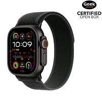 Boîte ouverte - Apple Watch Ultra 2 (GPS + cellulaire) avec boîtier de 49 mm en titane noir et bracelet sentier noir